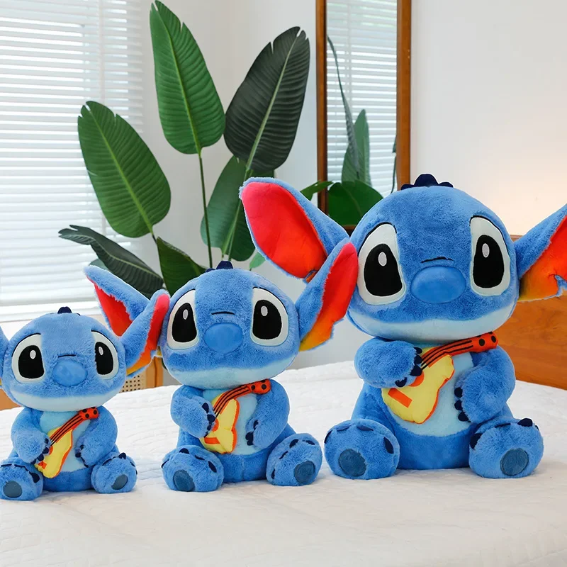 Anime New Guitar Style Stitch Doll Plush Toy Cartoon Stitch Cute Plush Doll Toy Children's Room Pillow Home Sofa Decoration Gift