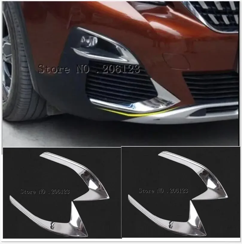 

For Peugeot 3008 3008GT 2017 2018 ABS Bright Chrome Front Head Fog Light Foglight Lamp Eyelid Eyebrow Cover Trim 2 Pcs