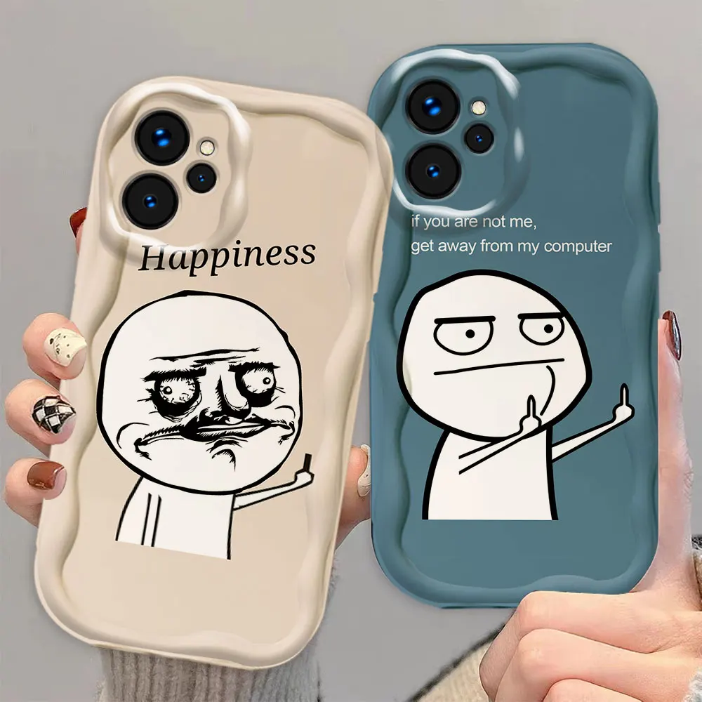 Funny Cartoon Man Middle Finger 3D Wave Phone Case For REALME 5 6 7 8 10 11 12 C15 C20 C30 C33 C35 C55 C65 C67 C21Y GT3 TPU Case