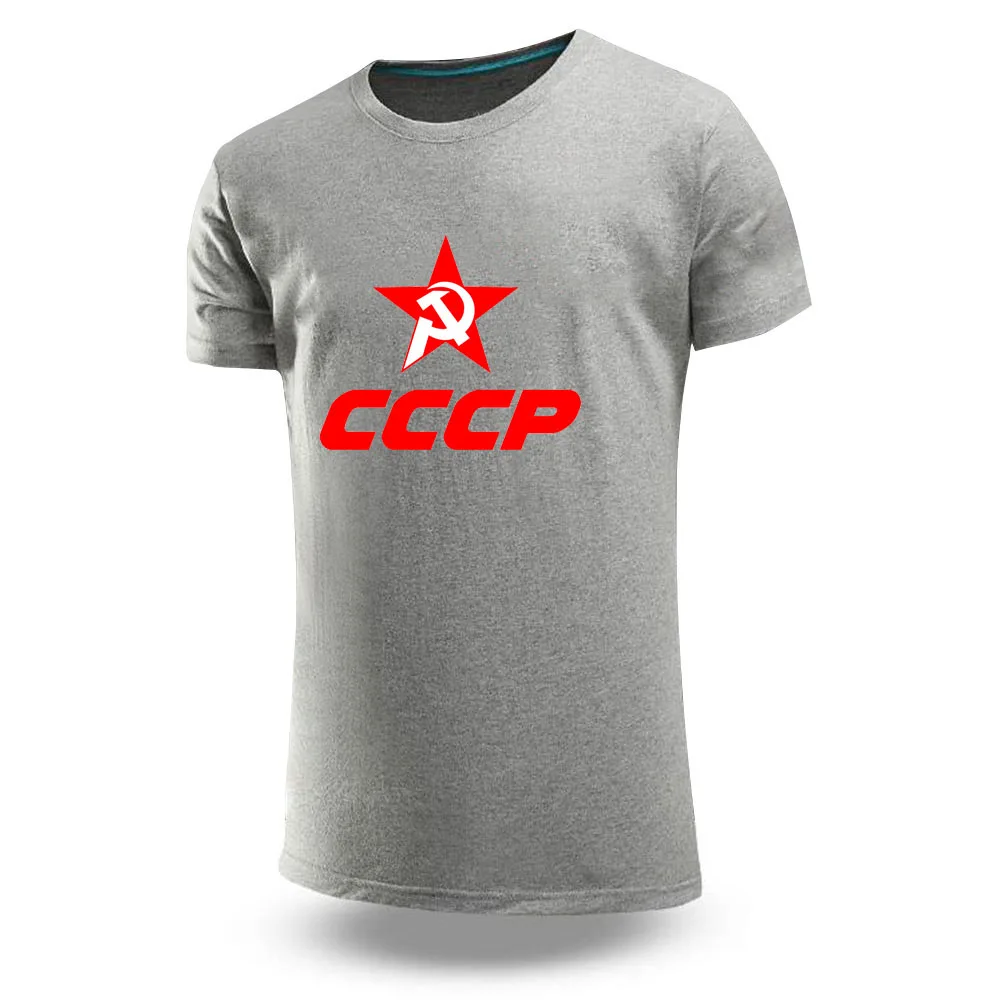 2025 Summer Men's CCP Russian Soviet USSR Logo Print Personality Quick Drying Cotton Comfortable Crewneck Ordinary Short Sleeved