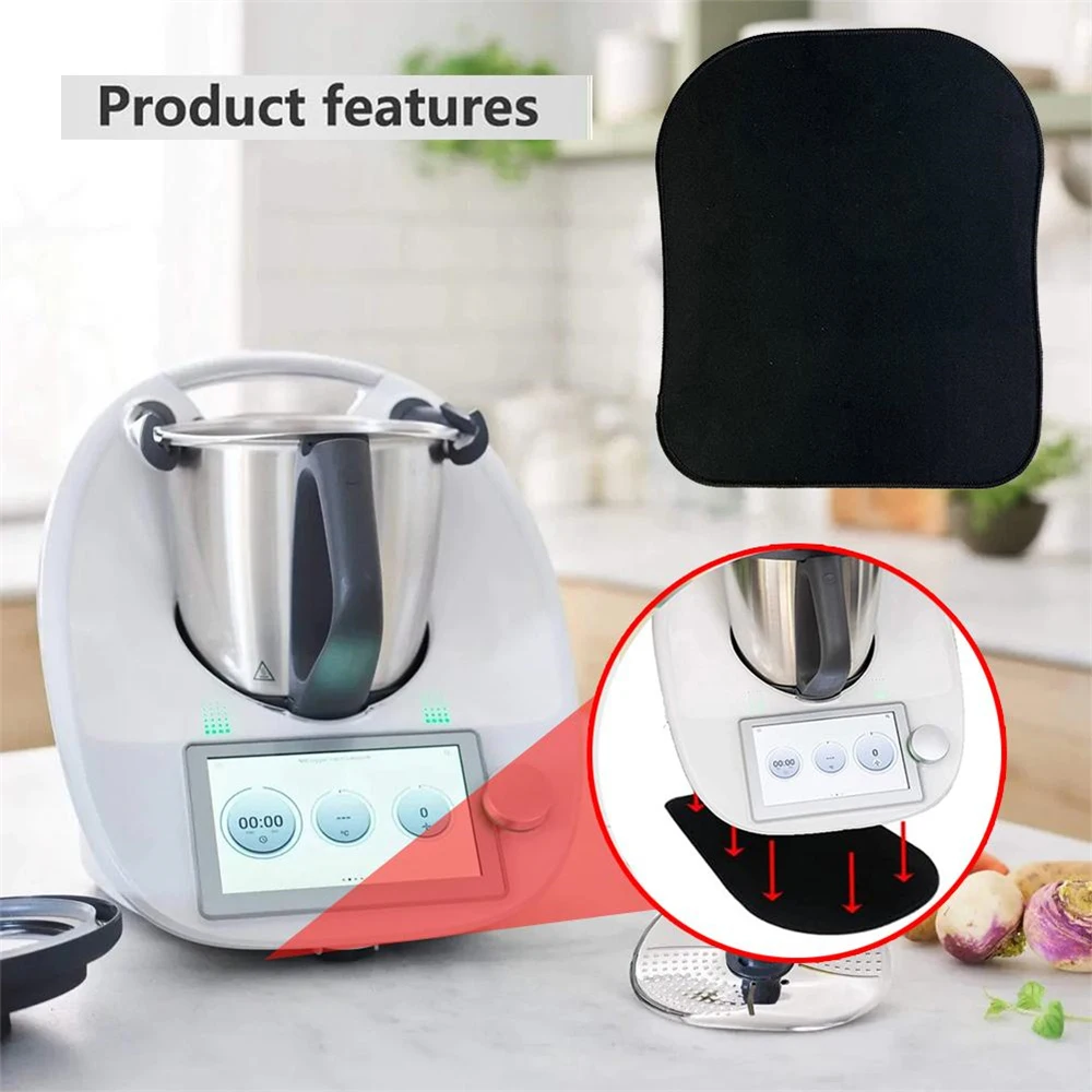 Thermomix-防汚スライドパッド、ブラックモバイルテーブルマット、キッチンツール、強力な接着、提供なし、tm5、tm6