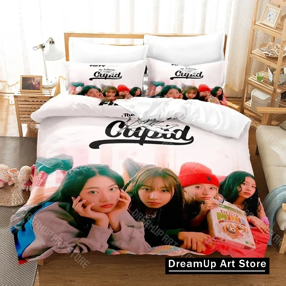 3D Printed FIFTY KPOP FIFTY Merch Cupid Album Bedding Set for Boys Girls Duvet Cover Twin Queen King Full Single Double Sizes