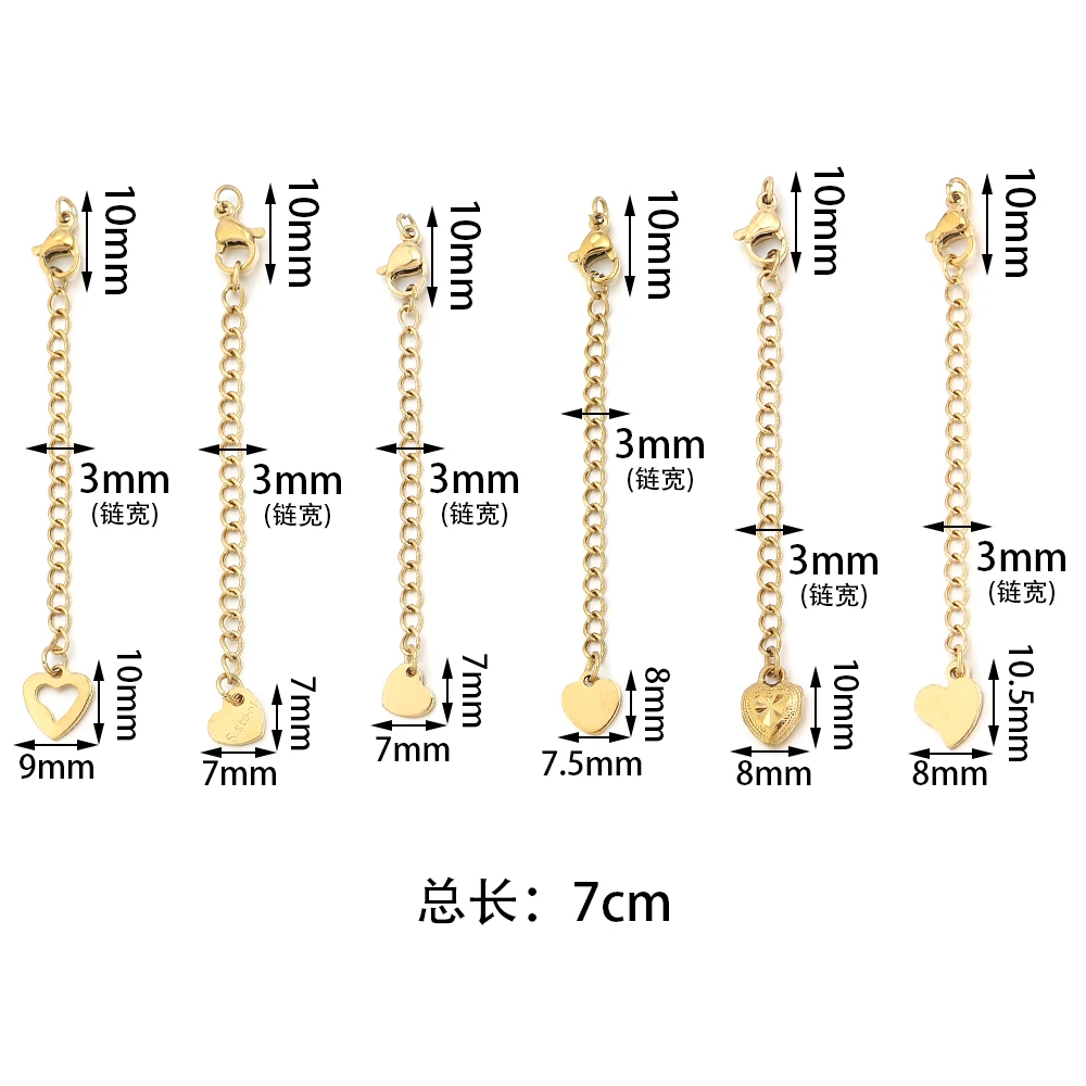 5–10 Stück Edelstahl-Verlängerungsketten mit Karabinerverschlüssen, Schwanzketten-Verbinder für die Schmuckherstellung, DIY-Armbänder, Halsketten – Detail 1