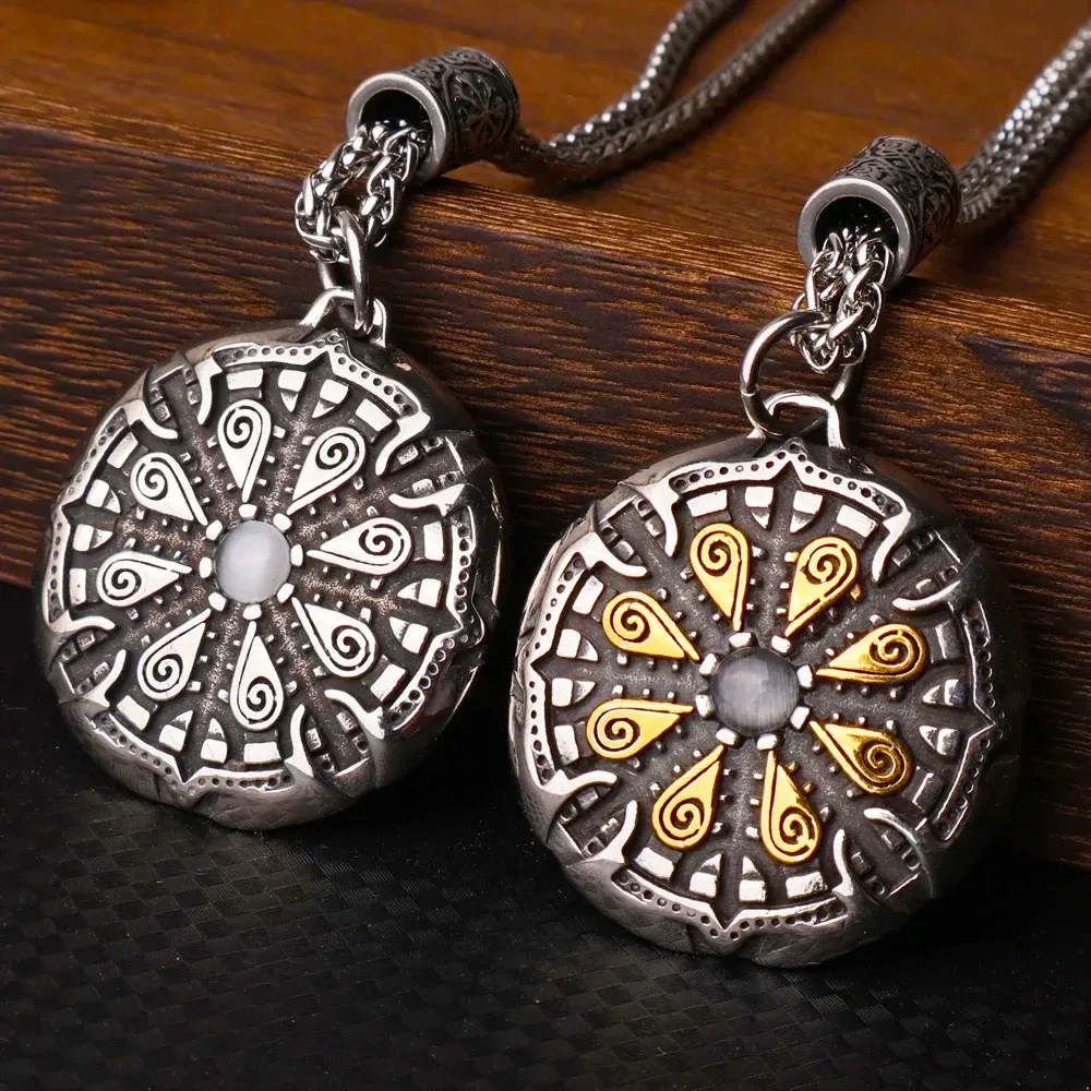 

316L Stainless Steel Viking Vegvisir Necklace for Men Vintage Norse Viking Helm of Awe Pendant Necklace Amulet Jewelry Wholesale