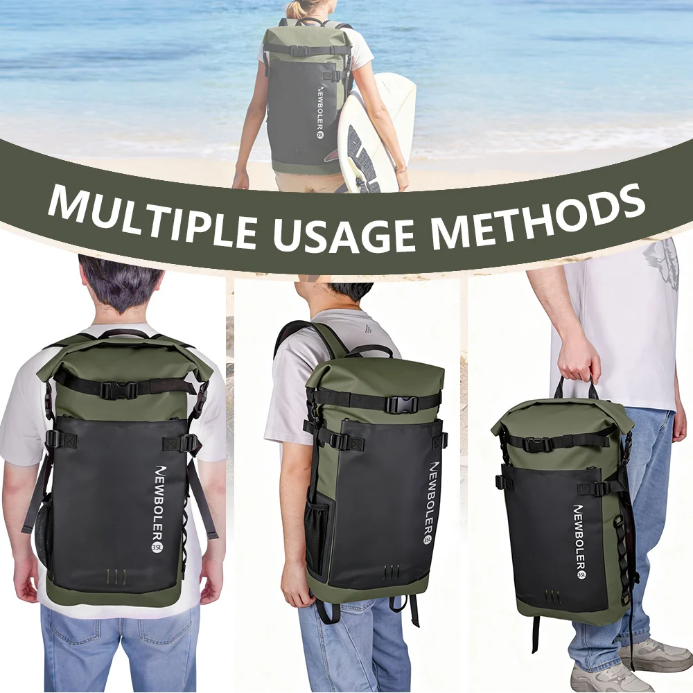 Schwimm-PVC-Packtasche, wasserdichter Rucksack für Damen und Herren, 35L, Schultertasche für Kajak, Trekking, Rafting, Surfen, Bootfahren – Detail 15
