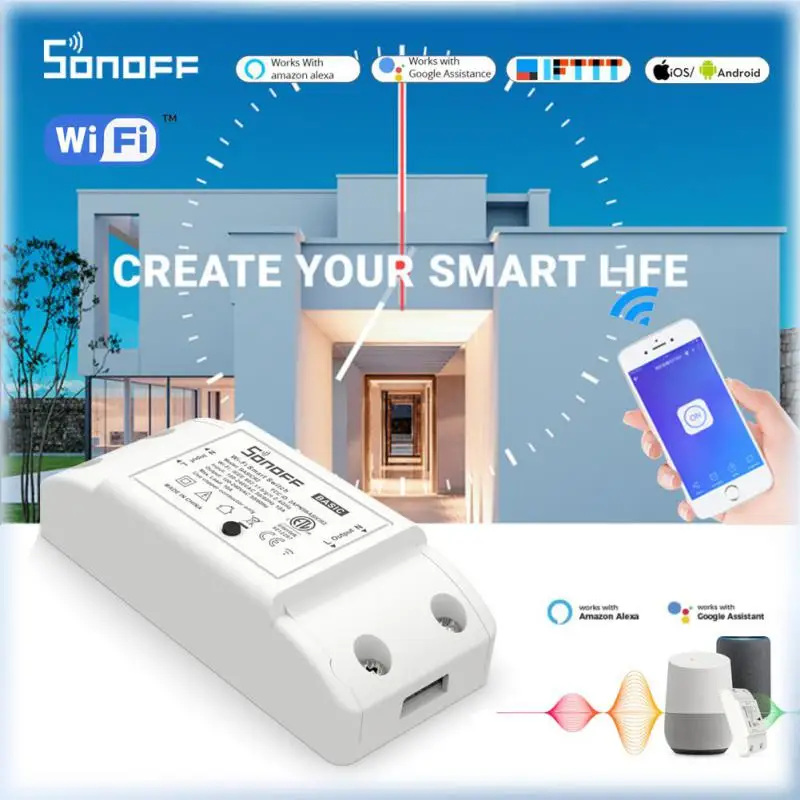 SONOFF-Joli disjoncteur Wifi, télécommande sans fil intelligente, bricolage, maison intelligente, Alexa