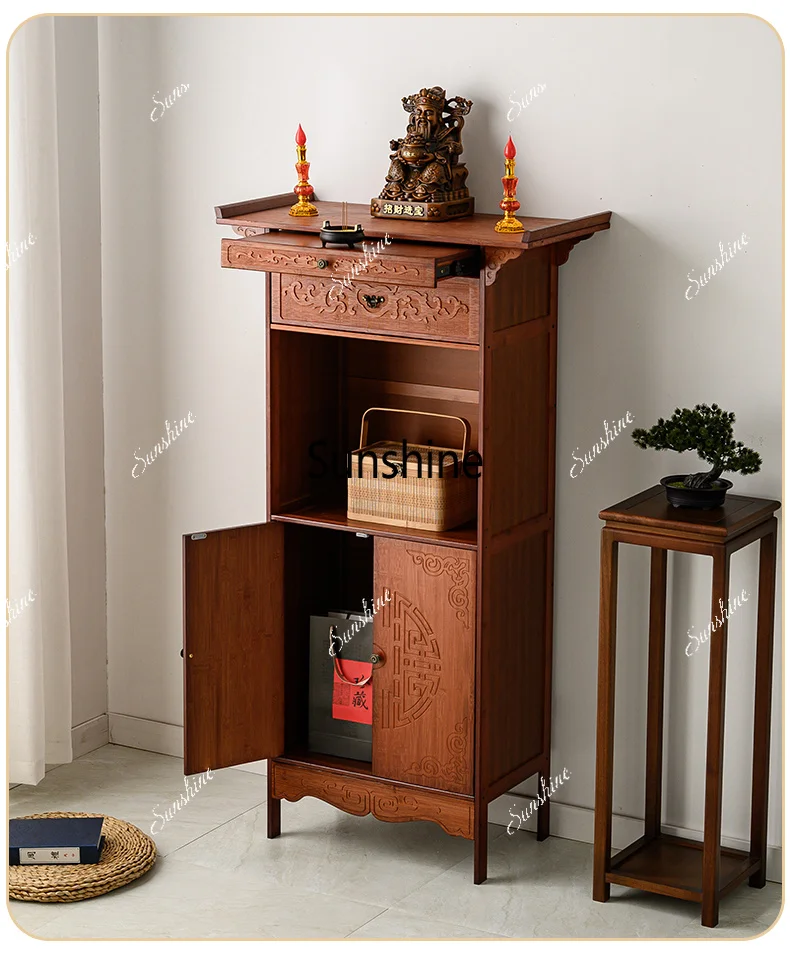 YLTT new Chinese vertical cabinet God of Wealth cabinet household worship cabinet