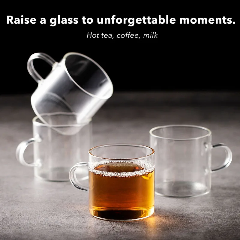 

Borosilicate Glass Espresso Cups 1 6 9 PCS Set 3.38oz with Handle Heat Resistant Coffee Shot Cups for Espresso