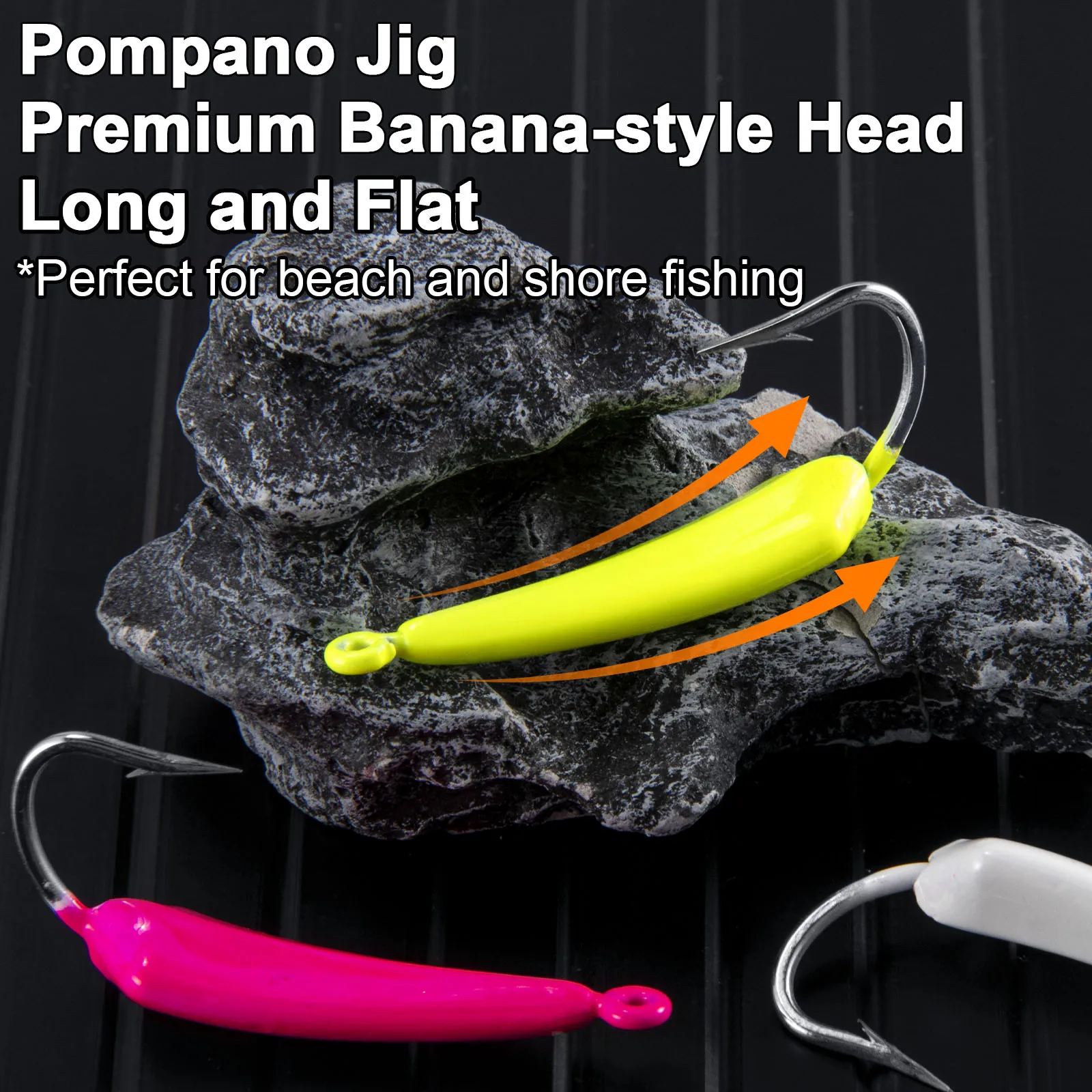 หัวเบ็ดตกปลา Surf 10/20ชิ้นเบ็ดตกปลา Pompano Jig หัวจิ๊กกล้วยยืนขึ้นจิ๊ก๊กน้ำเค็มหล่อยาวชายหาด Halibut striper 7G-14g