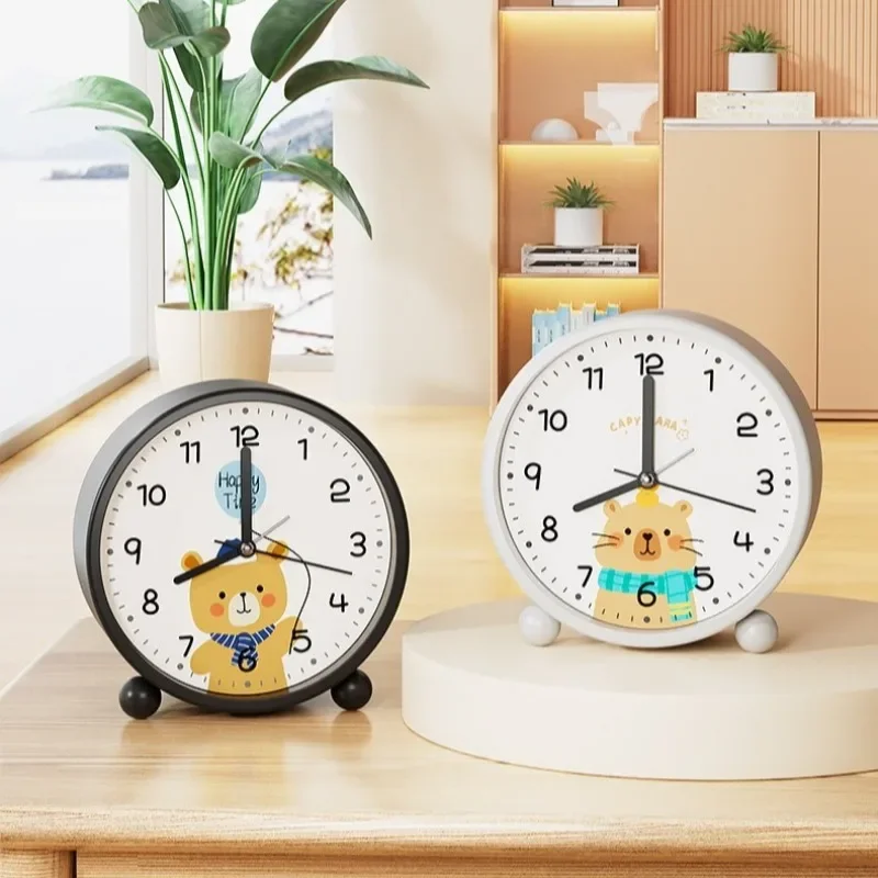 Nordic Simple Black and White Metal Alarm Clock Children and Students Big Ringtone Wake-up Tool Bedside Alarm Watch Ornaments