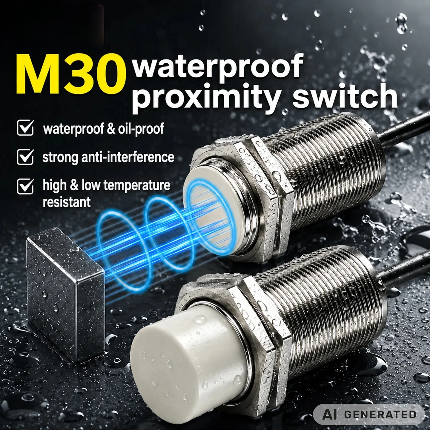 ZHICAN E2B M30 40mm Long Range Inductive Proximity Sensor NPN PNP NO NC 3 Wire DC24V Threaded Metal Detection
