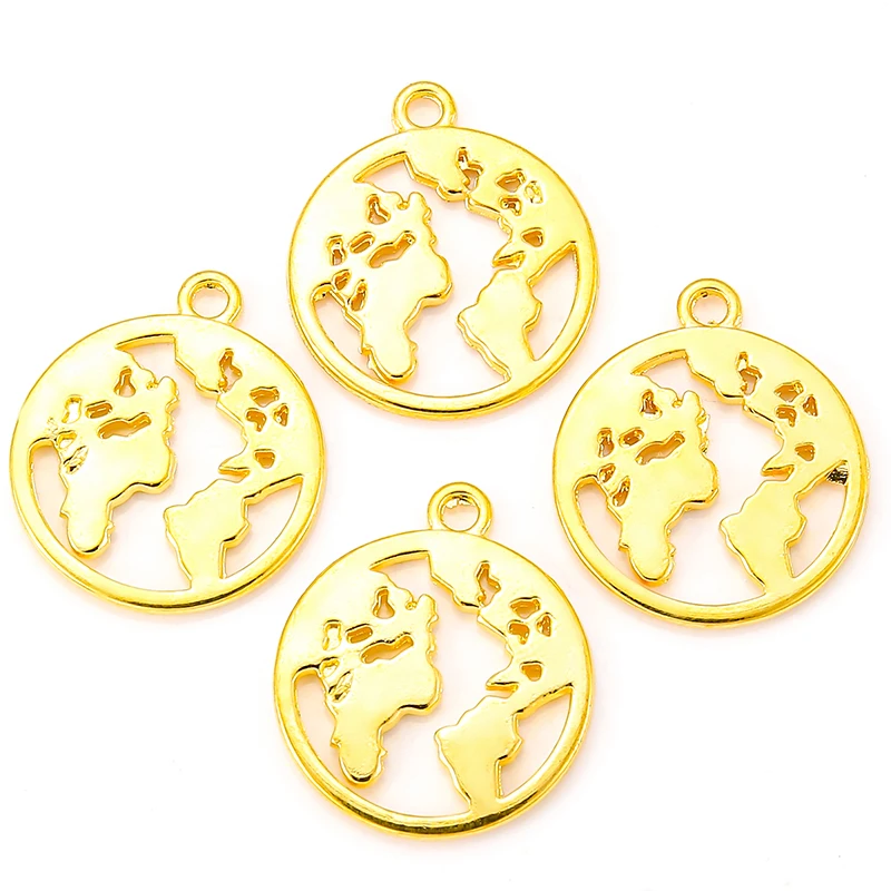 10pcs Charms Earth World Map Pendants Antique Jewelry Making DIY Handmade Craft 21x18mm L111