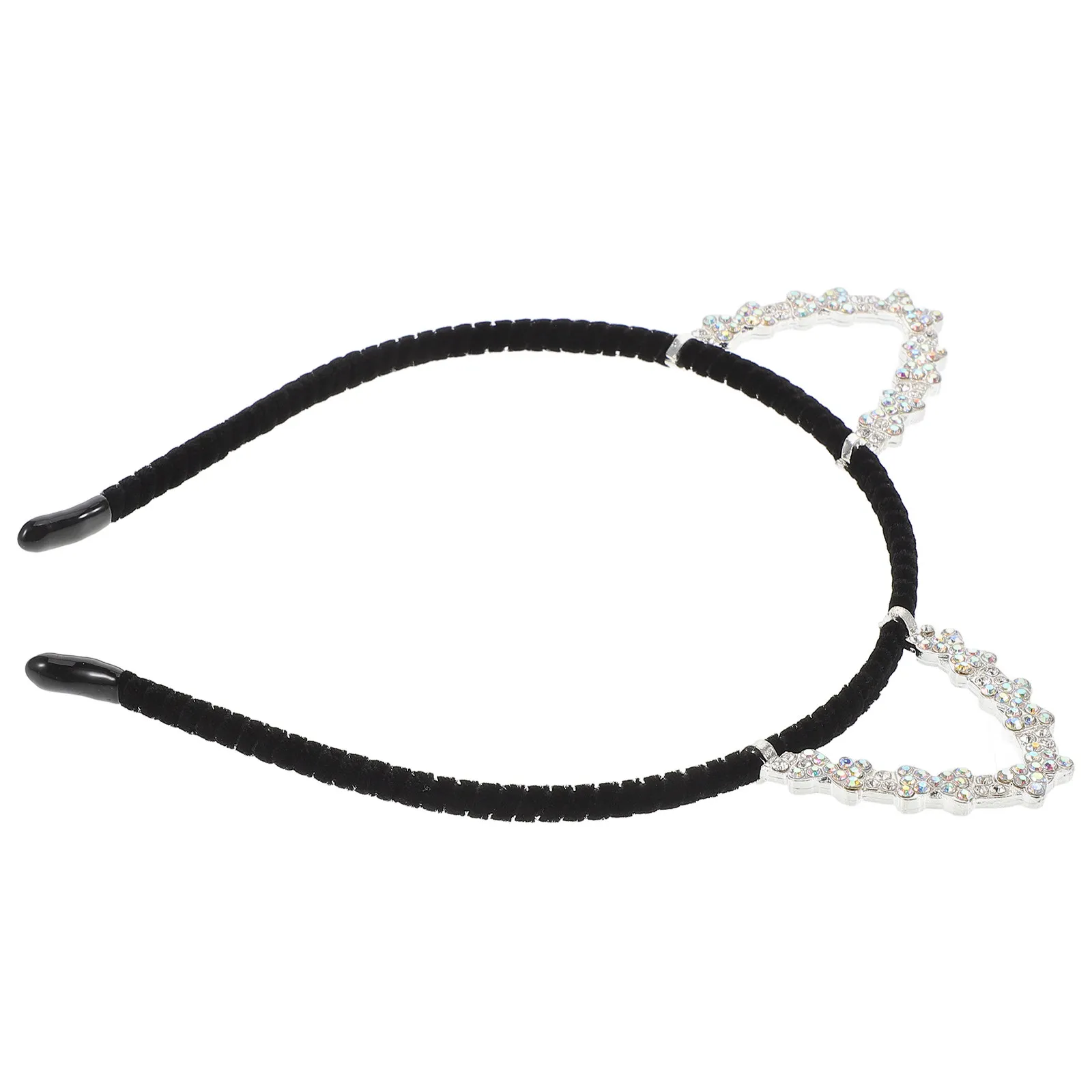 Rhinestone Cat Ear Headband Alloy Sparkle Hair Band for Women Girls Kids Party Costume Cosplay Halloween Masquerade Animal Hair