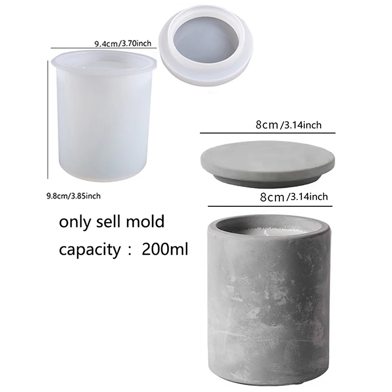 Candle Jar Cement Mold 250ml Candle Cup Vessel Concrete Silicone Mold Home Decorative DIY Storage Box Resin Mold