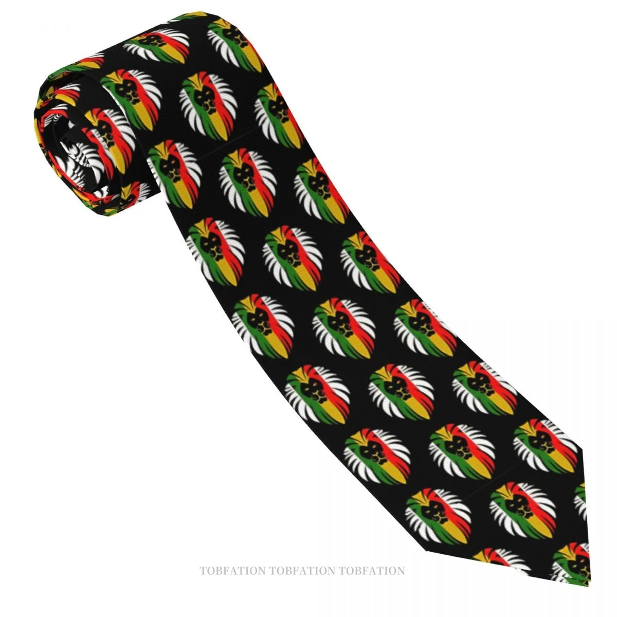 Stripe Lion Rasta Lion Of Judah Rastafari Classic Men's Printed Polyester 8cm Width Necktie Cosplay Party Accessory