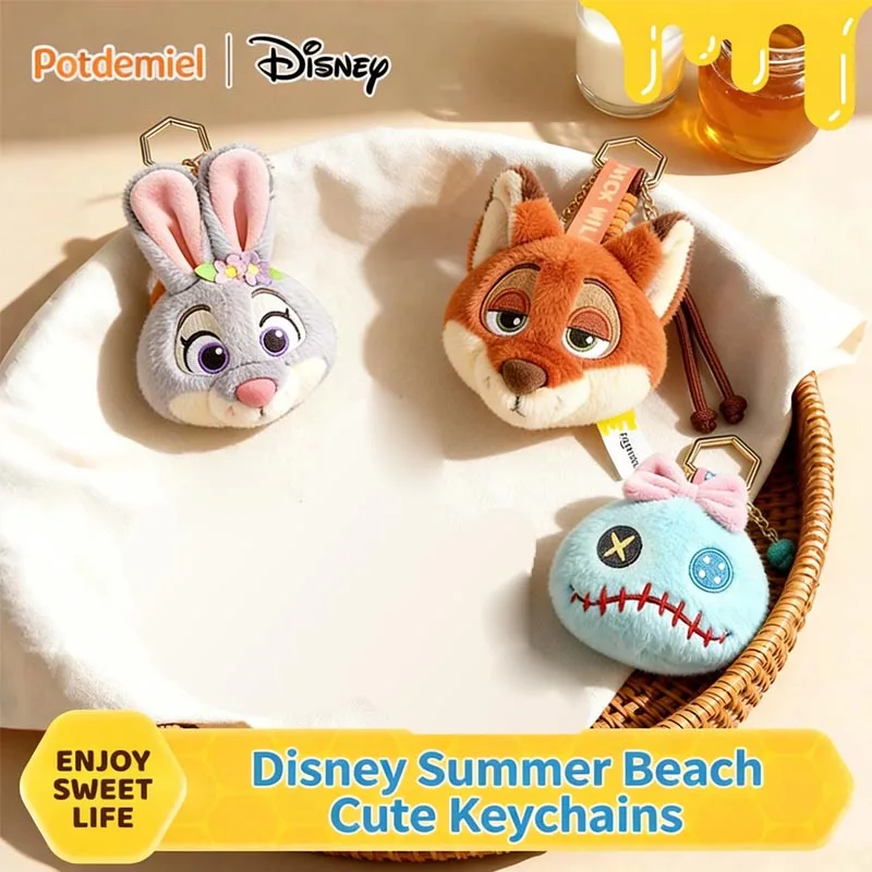 Official Licensed Disney Plush Keychain Set Cute 6.5cm Judy Nick Scrump Keyring Bag Charm For Kids Girls Birthday Gift