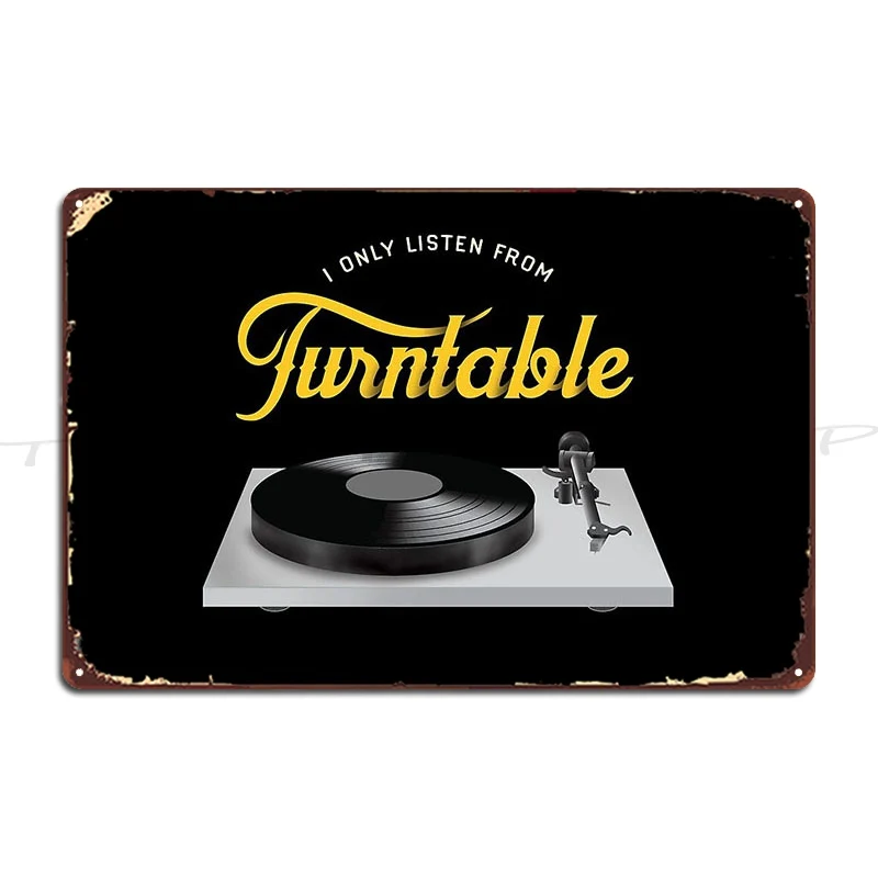 Vintage DJ Turntable With Floral Scrolls Ornament Play Vinyl Metal Plaque Club Bar Living Room Printing Iron   Tin Sign Poster