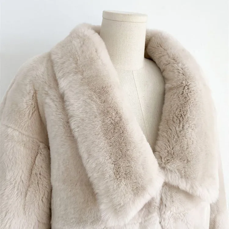 Autunno inverno moda caldo cappotto di pelliccia sintetica donna elegante dolce colletto rovesciato giacca di peluche capispalla Casual coreano