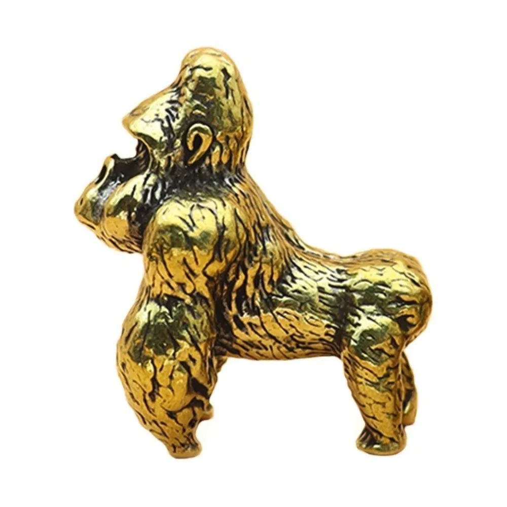 Vintage Gorilla Figurine Miniature Size Solid Gorilla Desk Ornament Antique Style Pure Copper Chimpanzee Model