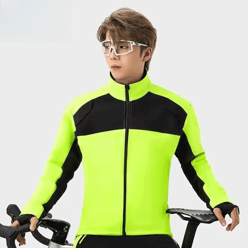 Custom Men Winter Cycling Jackets Set Windproof Waterproof Warm Bicycle Jerseys MTB Pants Bike Cycling Suit