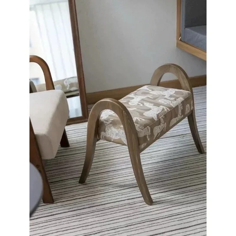 Royal horse embroidery shoe changing stool multi-use solid wood bed tail plus a study pedal door shoe changing stool