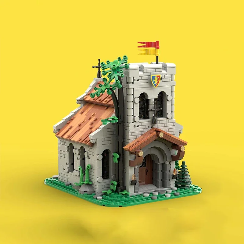 Middeleeuwse Street View Model MOC Bouwstenen Leeuw Kasteel Kerk Modulaire Technologie Geschenken Vakantie Monteer Kinderen Speelgoed Pak