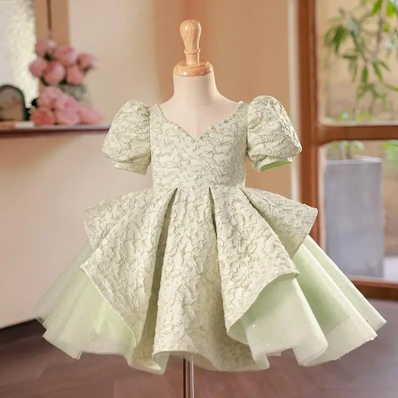 

High-End Spanish Vintage Girls Princess Ball Gown Children Birthday Party Evening Pertfrmance Fluffy Dresses y1027