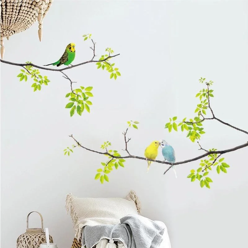 Calcomanías de pared de pájaros en el árbol, pegatinas de pared extraíbles frescas para niños, sala de estar, dormitorio, guardería, 1 unidad