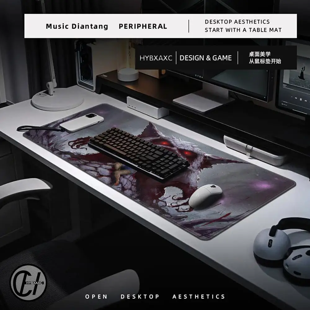 P-Pokemon-Gengar Grande Mouse Pad  Cute HD Desk Pad Extended Gaming Keyboard Mats Large 120x60cm XXL Gamer Mousepad