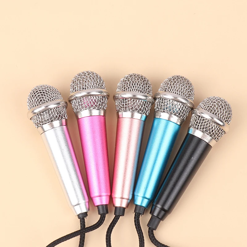 1Pc 3.5mm Mini Microphone With Stand Stereo Studio Mic For Smart Phone Laptop Desktop Handheld Microphone Portable Mini Mic