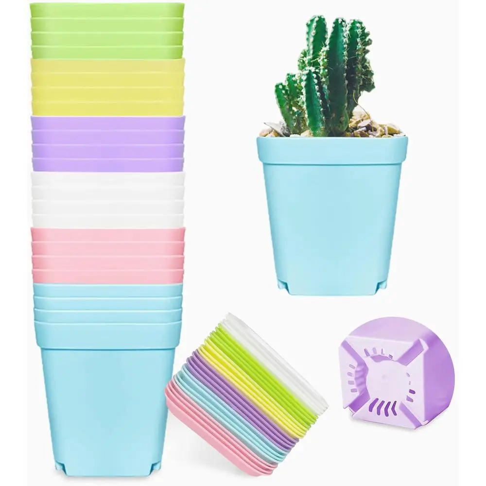 24-Pack 3 Assorted Color Plastic Plant Pots for Seedlings, Nursery, Transplanting, Indoor & Outdoor Use, Ideal for Home and Gard