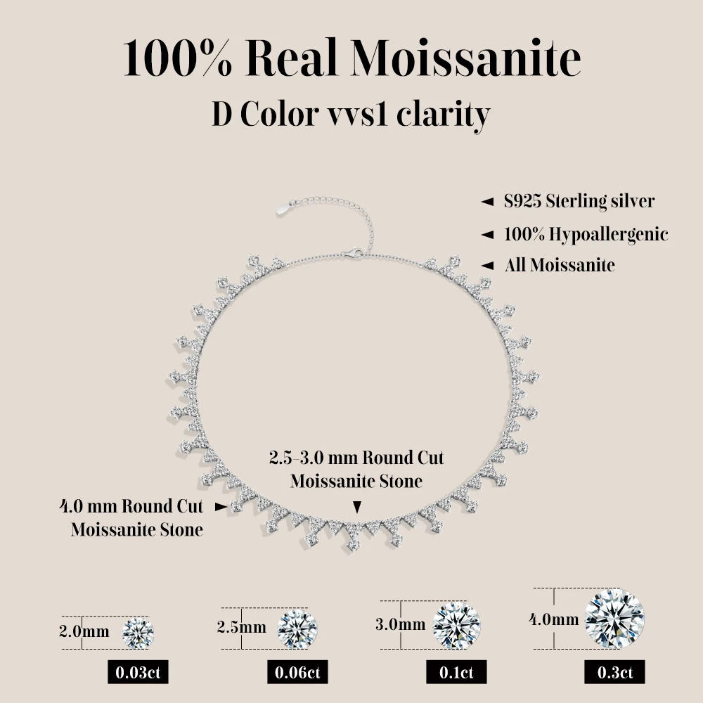 MINTYBOX Full Moissanite Necklaces Women S925 Silver Fringe Choker Necklace Luxury Engagement Wedding Bridal Jewelry Top Quality