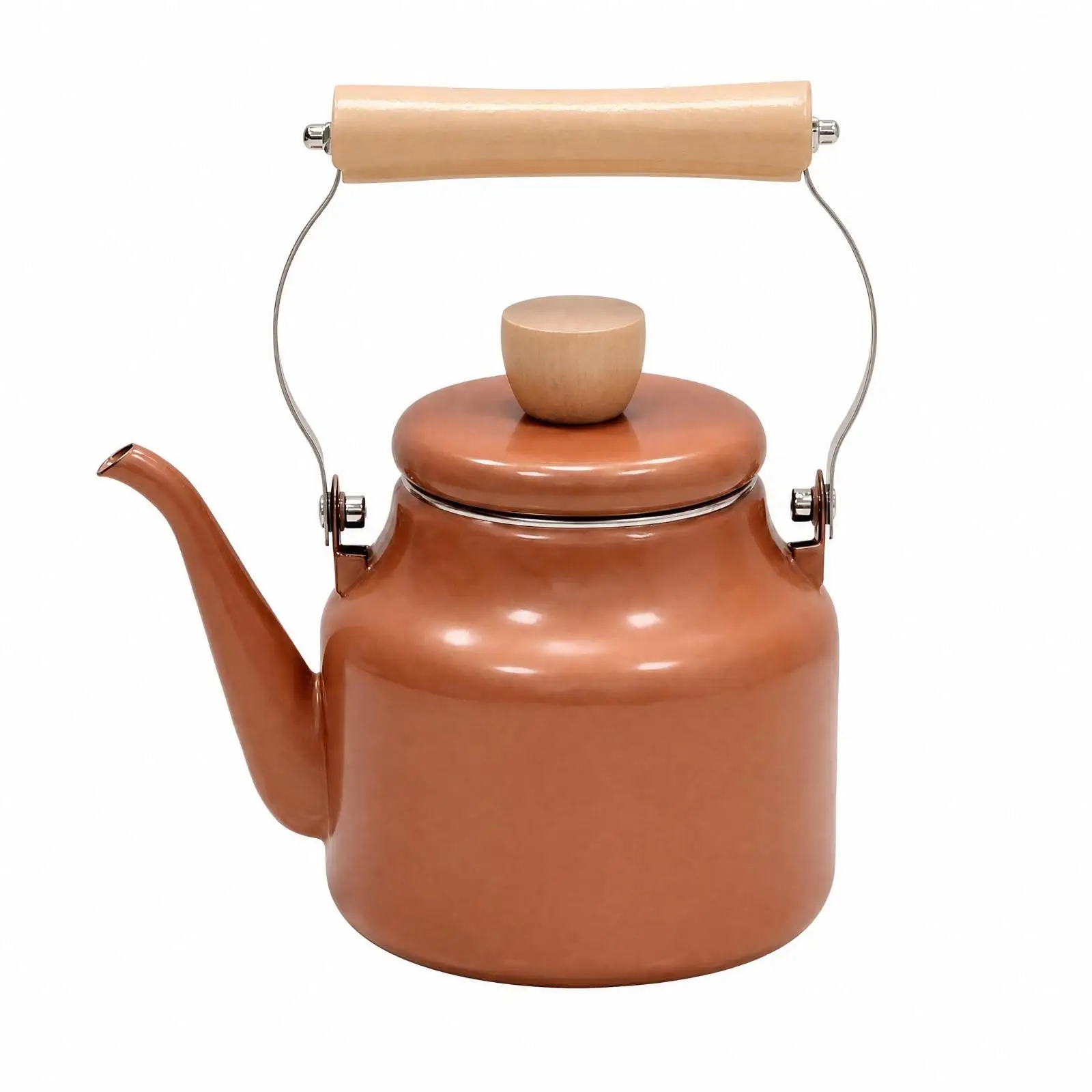 Sturdy Enamel Water Boiling Kettle Wooden Handle Lid Knob for Home Kitchen Camping Tea Service