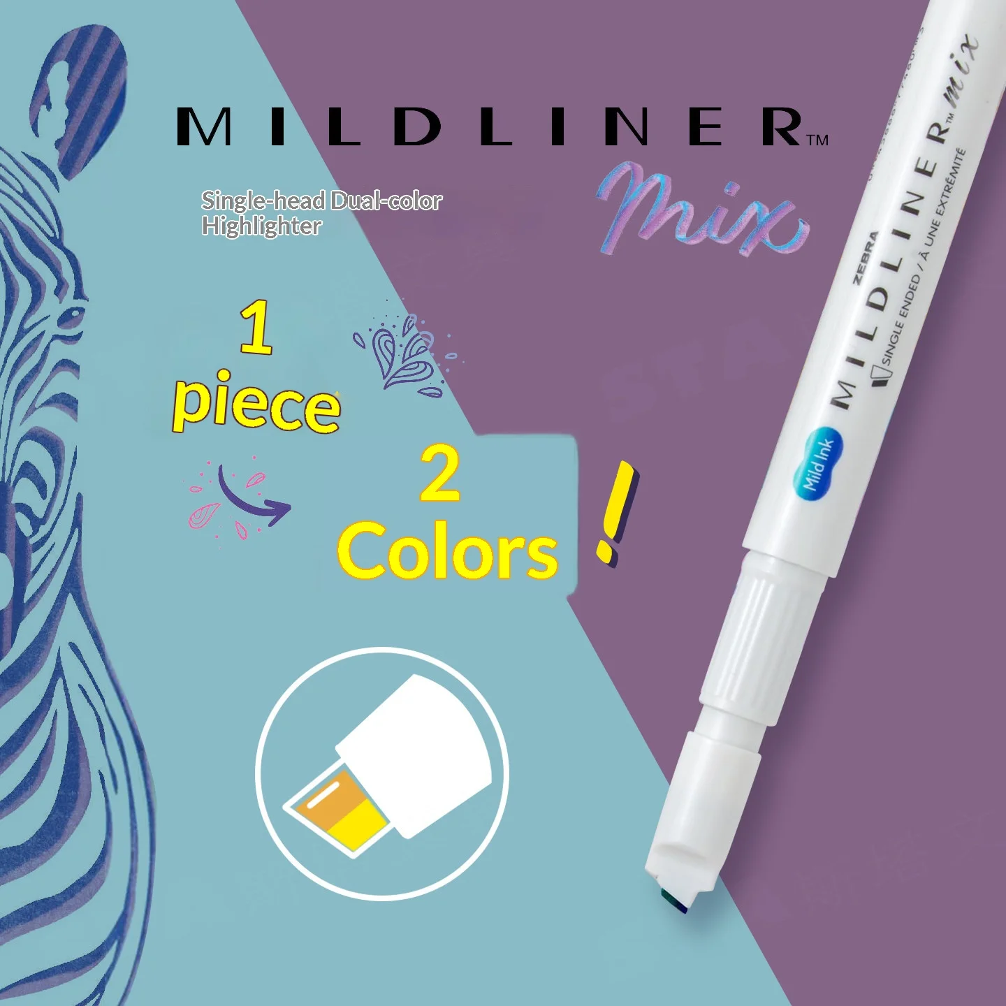 Маркеры Zebra WKS23 Highlighter большой емкости, мягкие, двухцветные, Mildliner, профессиональные, штабелируемые, для рисования, заметок, для студентов