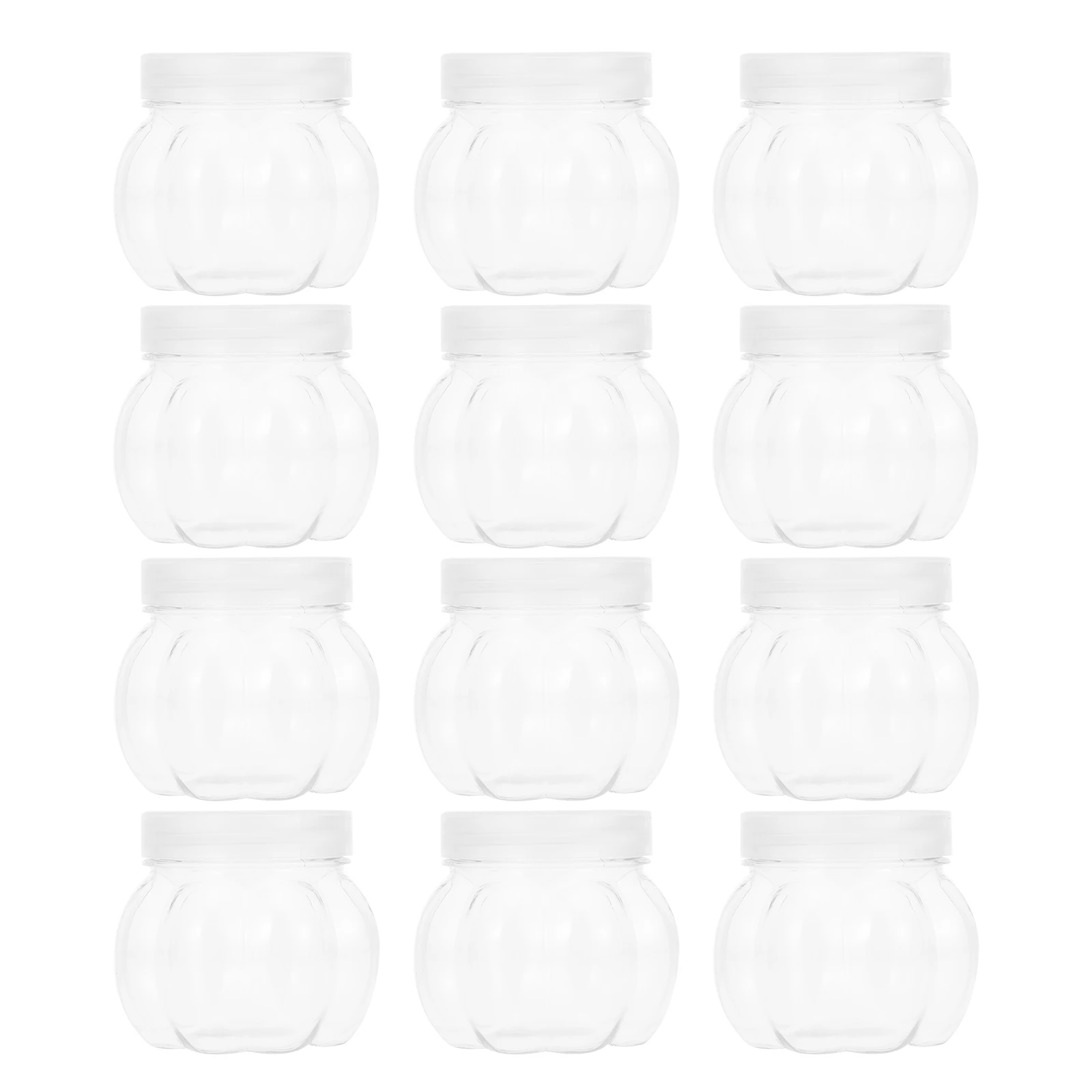 12Pc Pumpkin Jar Transparent Candy Chocolate Storage Jar Plastic Candy Cookies Grain Tea bottle Seasoning bottle party gift deco