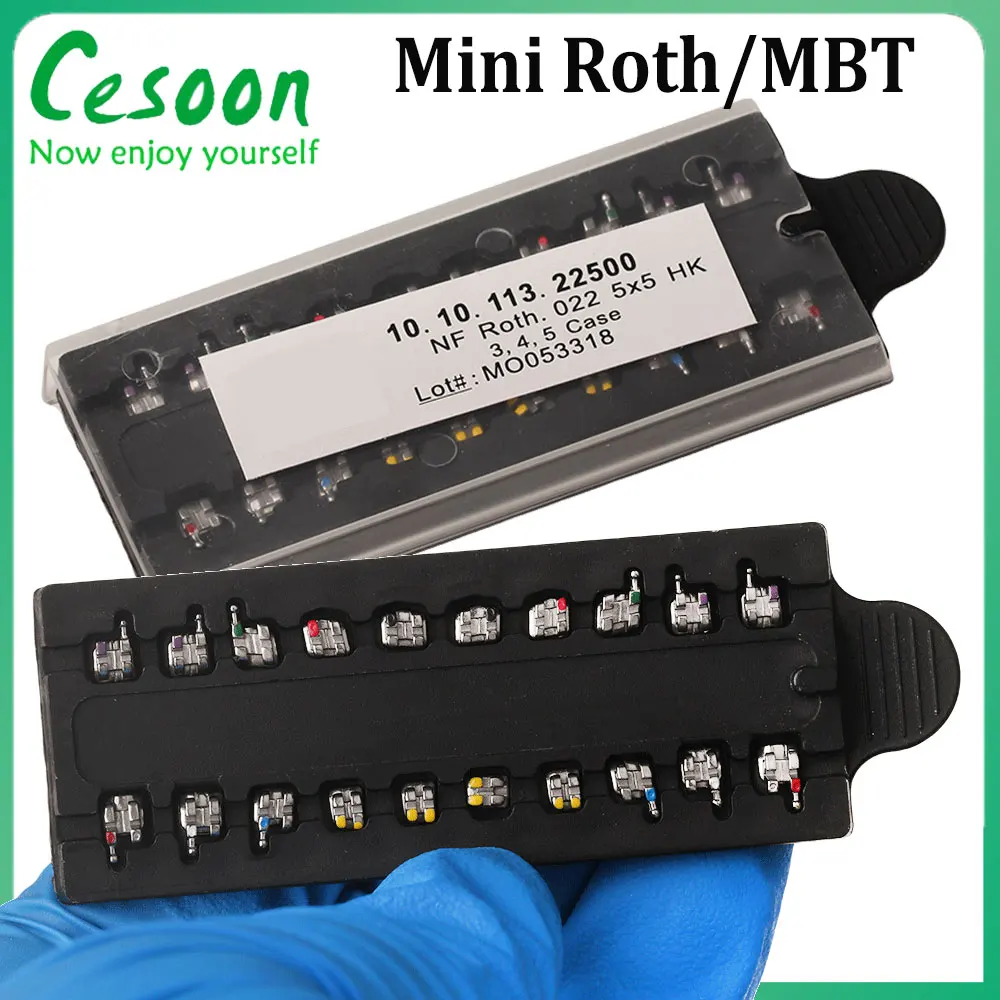 Brackets de Ortodoncia Dental Mini Roth MBT 022 018 con Ganchos 345, Brackets Metálicos para Tratamiento de Ortodoncia Dental, Material y Herramienta