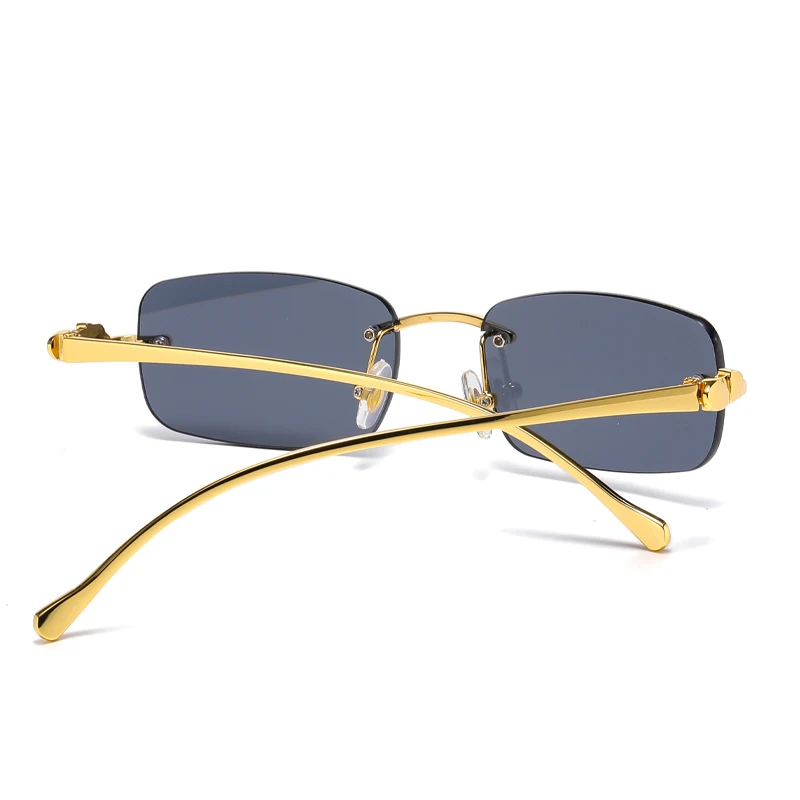 2 قطعة نظارات شمسية مربعة عصرية بدون إطار للرجال والنساء نظارات شمسية معدنية فاخرة للسفر والقيادة