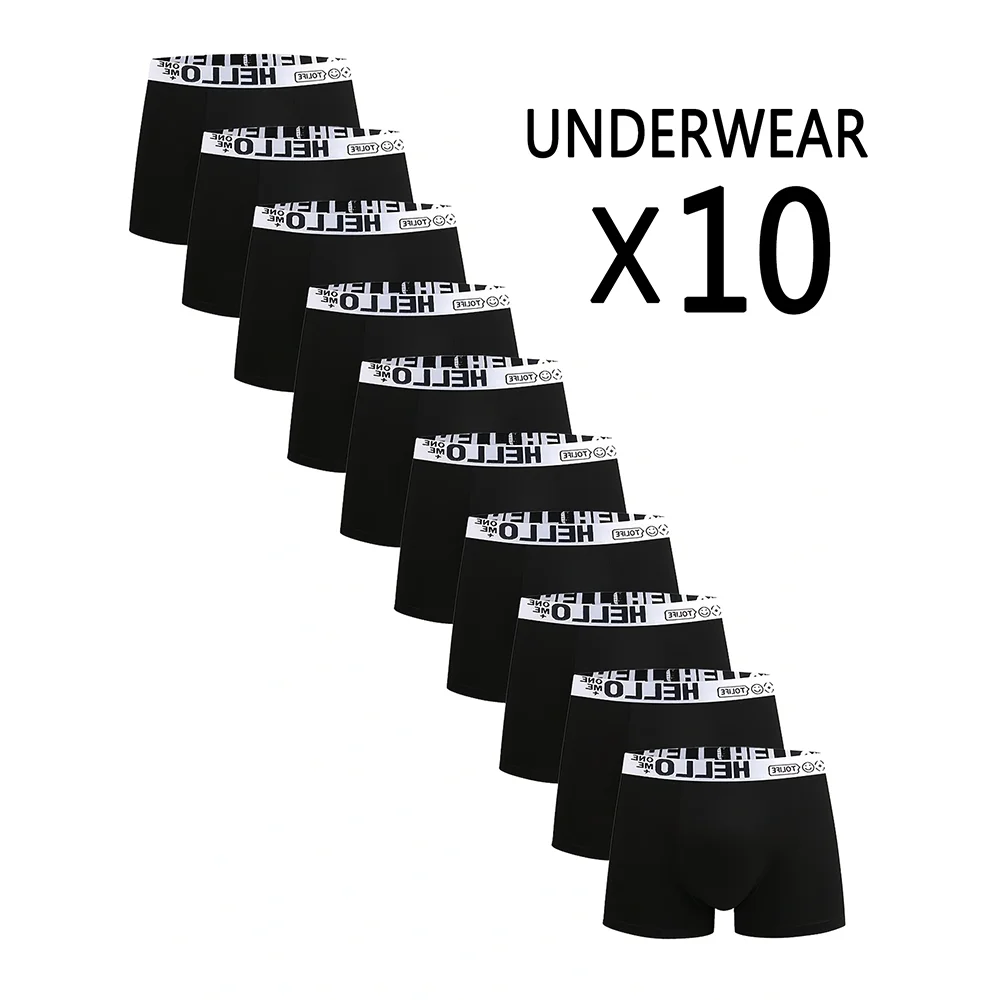 

10 шт. мужских комфортных трусов-боксеров с высокой эластичностью, дышащие, мягкие, для повседневной носки, большие размеры XS-XXL