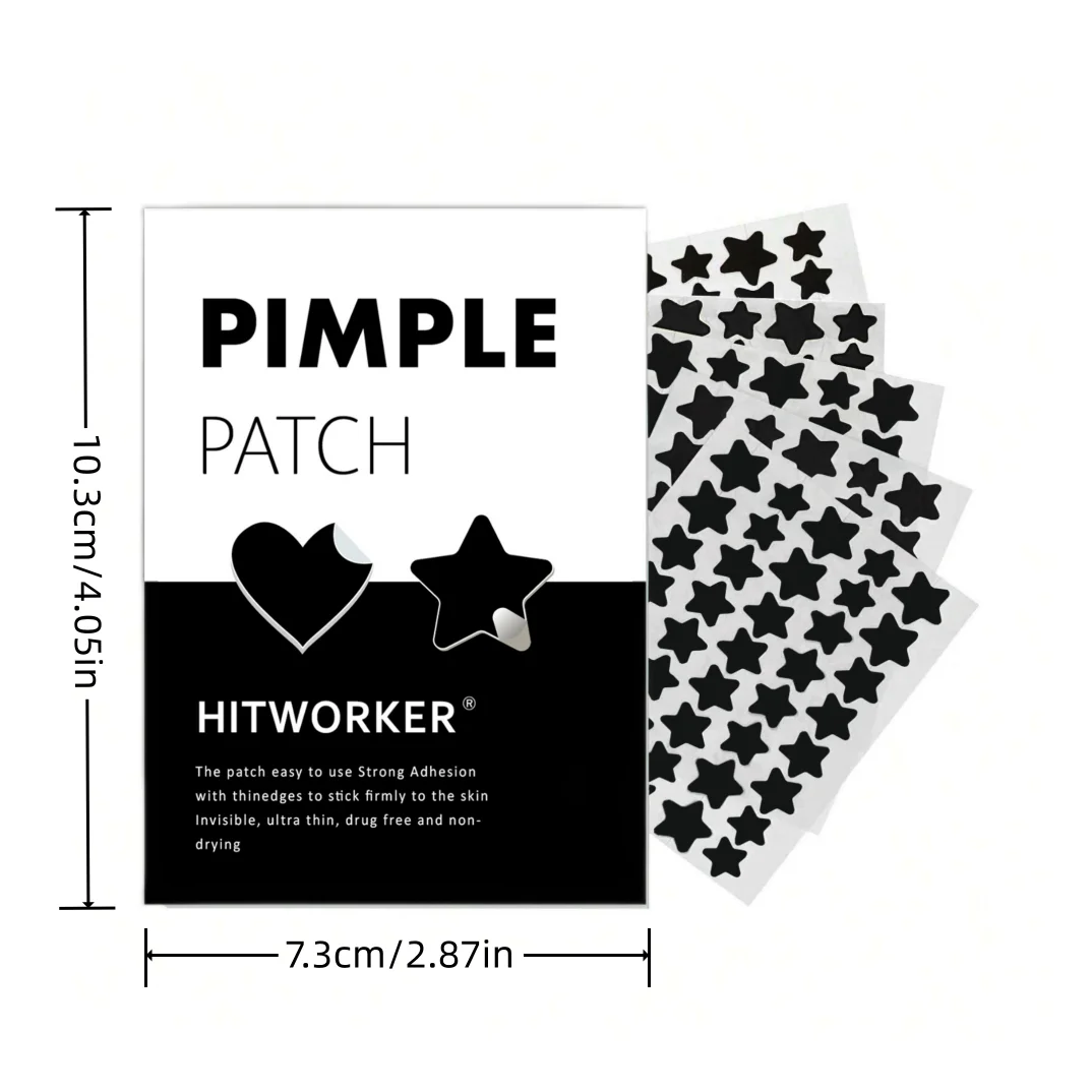 Hydrogel Acne Patches, 200-Piece Pack Multi-Size Black Star-Shaped Design Effectively Absorbs Pimples and Blackheads