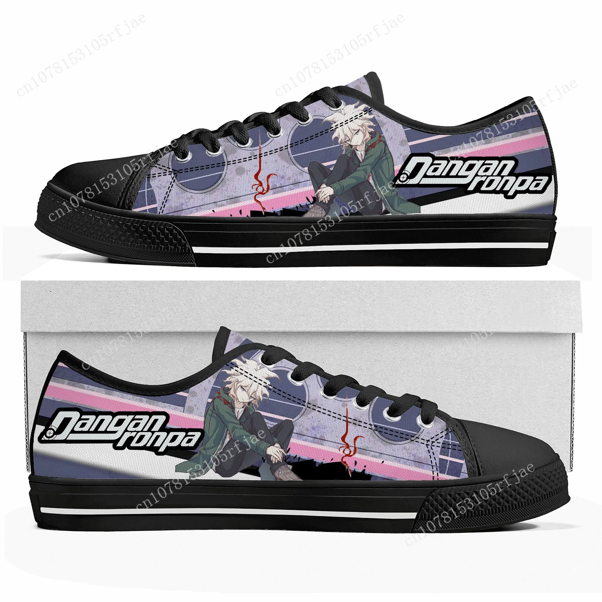 Cartoon Game Danganronpa Komaeda Low Top Sneakers Womens Mens Teenager High Quality Shoes Casual Tailor Made Canvas Sneaker