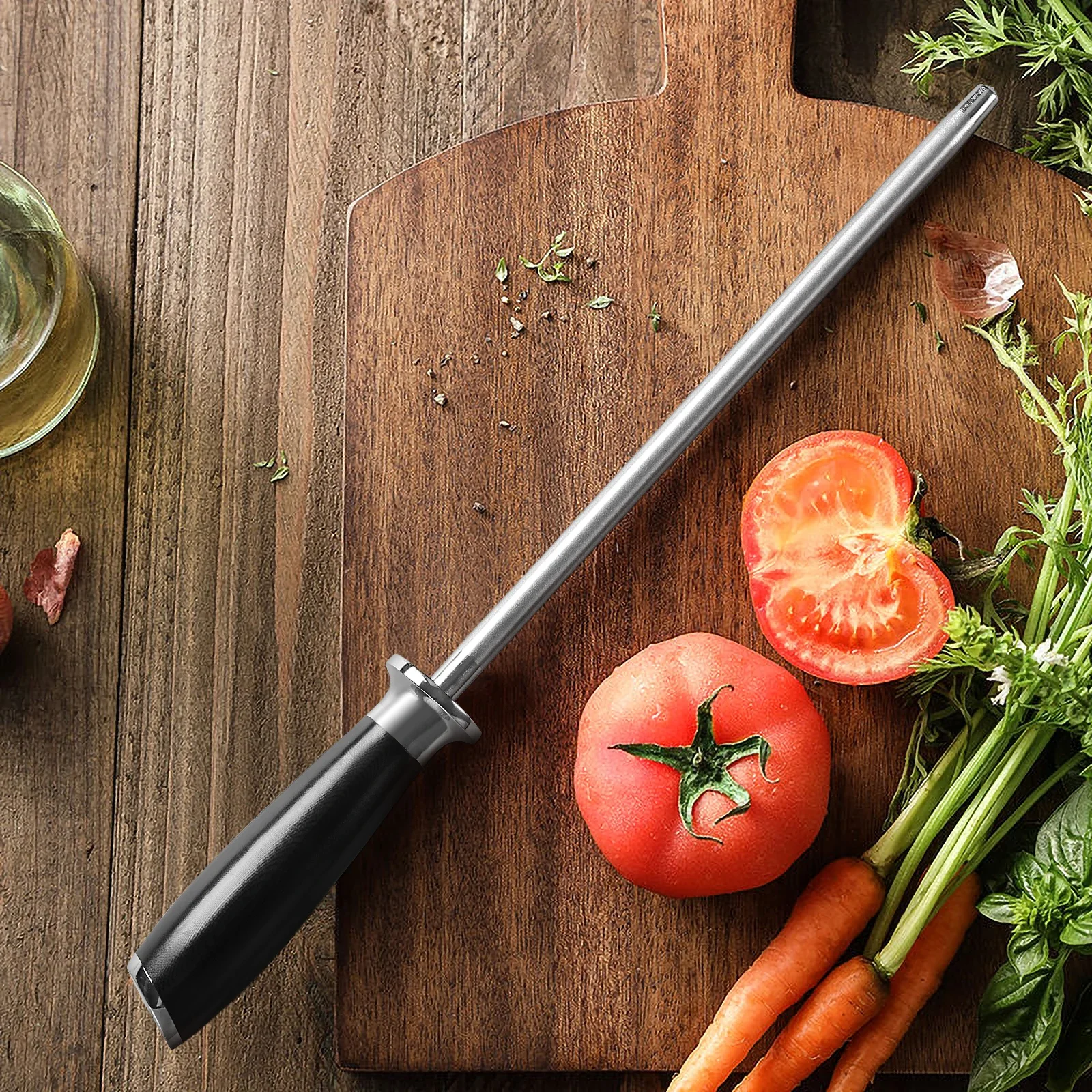 

F.YOUNG точилка для ножей, шлифовальная машина, прочная высокоуглеродистая нержавеющая сталь, хонинговальная сталь, алмазная точилка для ножей, кухонный инструмент 23 см