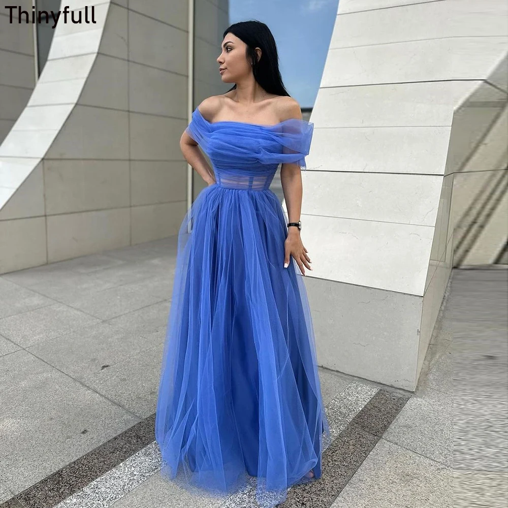 

Thinyfull Elegant A-line Prom Dress Strapless Off Shoulder Tulle Evening Party Gown 2023 Formal Event Dress Vestidos De Noche