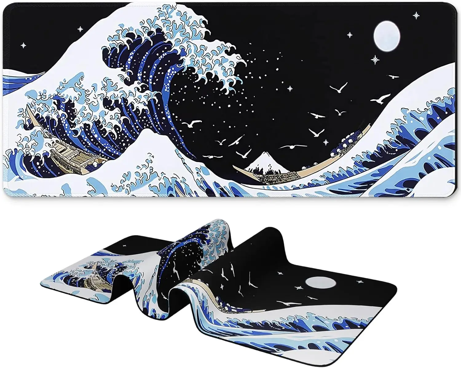 

Blue wave Gaming Mouse Pad 400x900 Extended Anime Mousepad Large Desk Mat Keyboard Mat Stitched Edges Gaming accessories Office