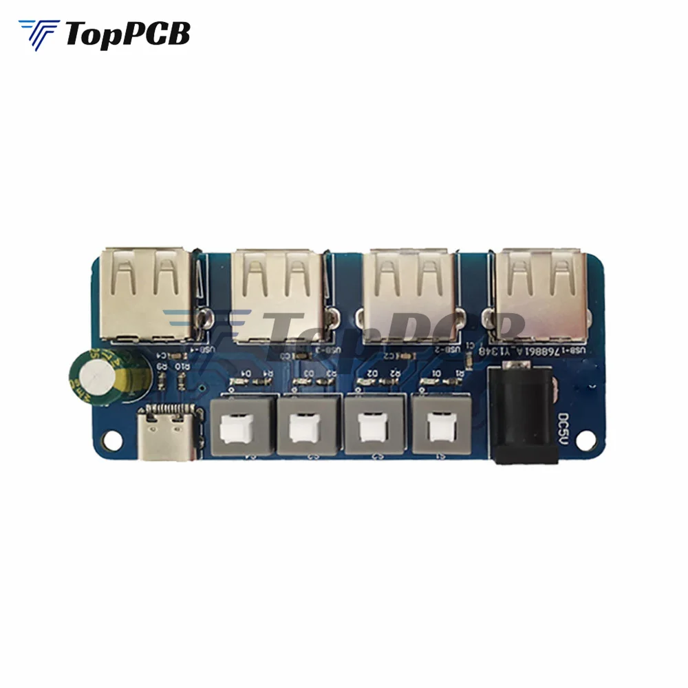 DC 2.1 Type-c USB HUB Distribution Board DC 5V Power Supply Expansion Module 4-Way USB Power Supply HUB