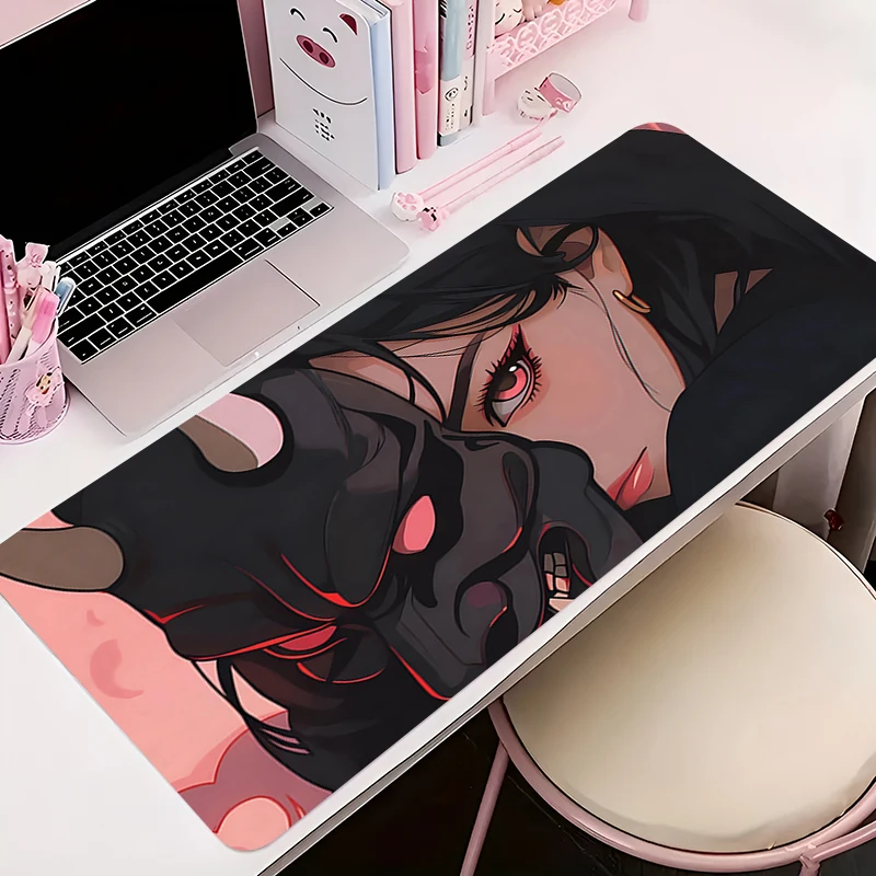 

Mouse Pad Gamer Devil Oni Mask Anti-slip Anime Desk Mat Gaming PC Accessories Tablet Pad Large HD Mousepad Extended Keyboard Mat