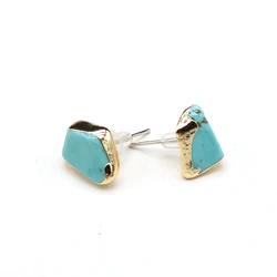Fashion Gold Color Stud Earring Blue Turquoise Earring Good Quality for Women Girls Party Earrings Jewelry Gifts