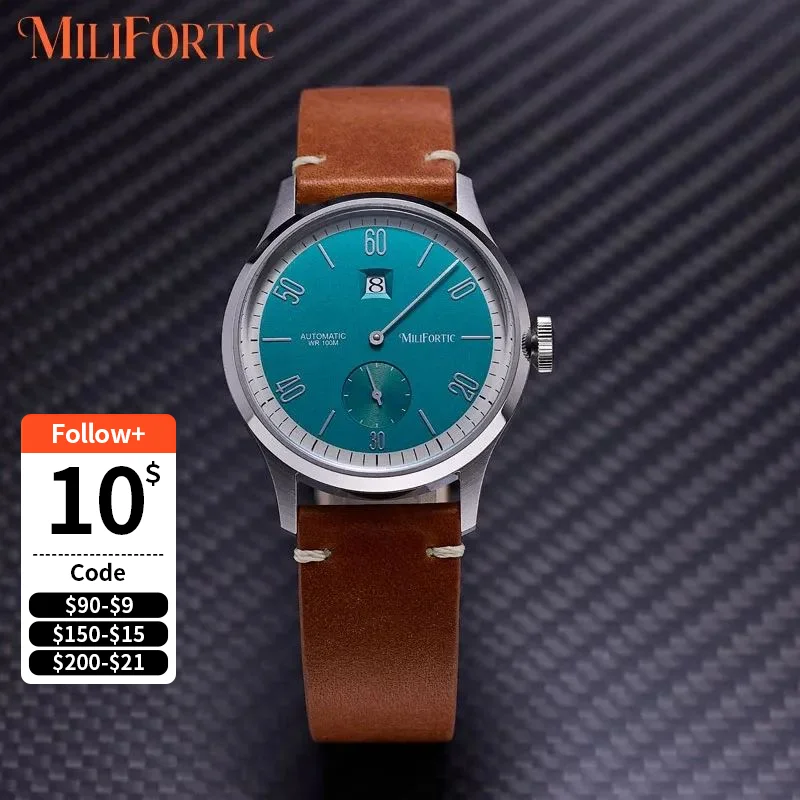 Milifortic 38MM Minimalist Jumping Hour Auto Watch Man R088 Sapphire Crystal 10ATM Vintage Stainless Steel Mechanical Watches