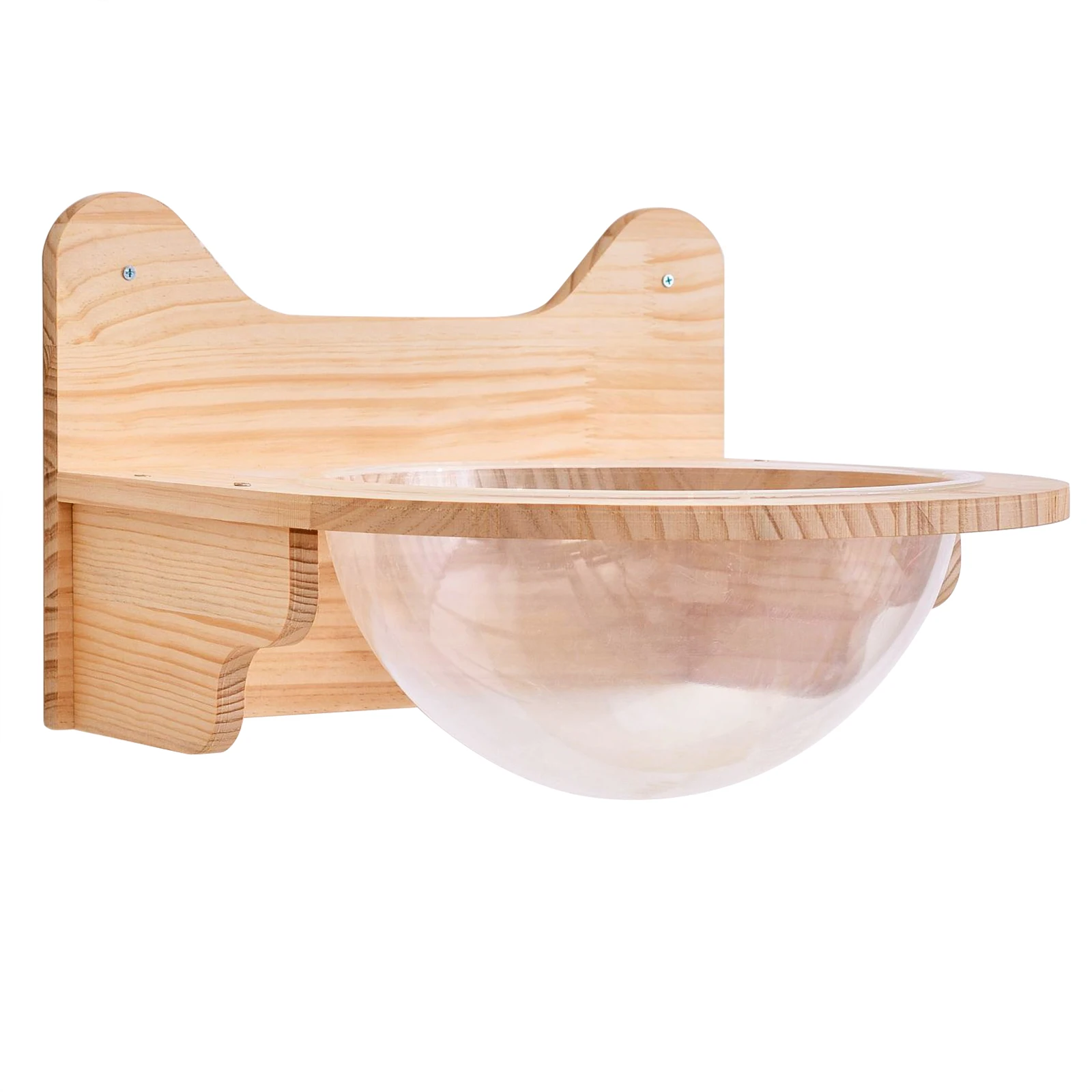 Zestaw łóżka dla kota do montażu na ścianie — sosna/akryl, 1 kapsuła dla kota + 2 platformy do skakania, udźwig 8 kg każda, kapsuła 40 cm dla kotów domowych