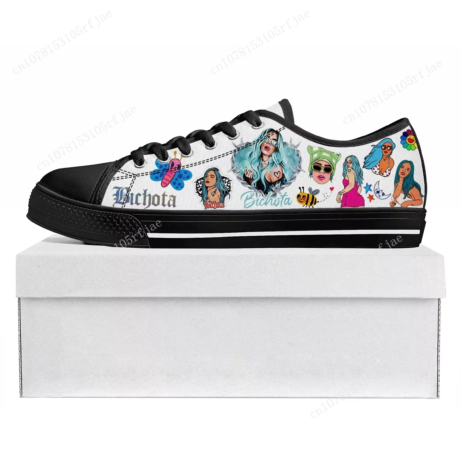 Karol G Bichota Low Top Sneakers Mens Womens Teenager Canvas Sneaker Casual Couple Shoes Custom Made Shoe Black