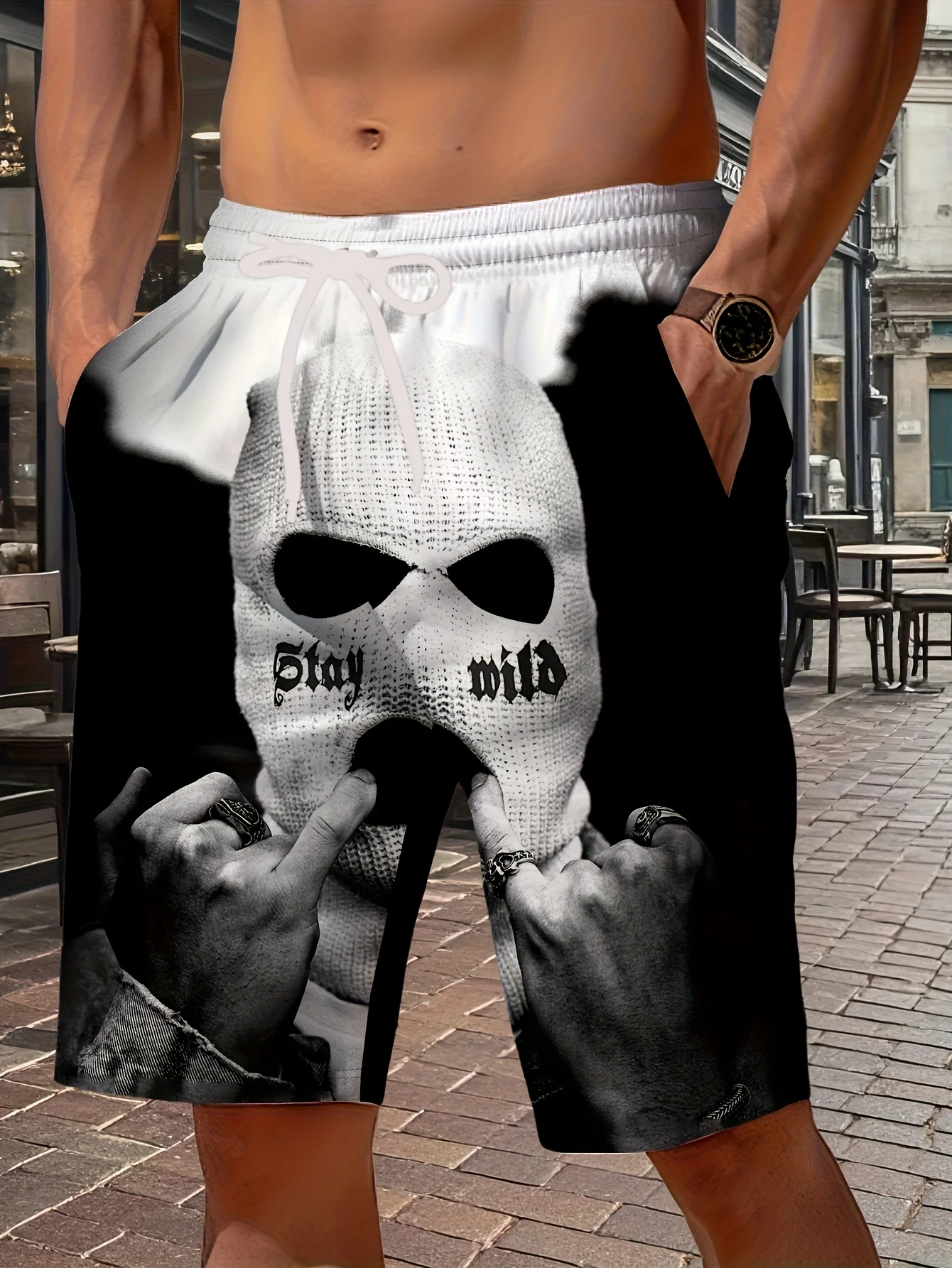 Summer Men's Short Pants with 3D Print Breathable Lightweight Casual Roller Skating Hip-Hop Street Men's Pants
